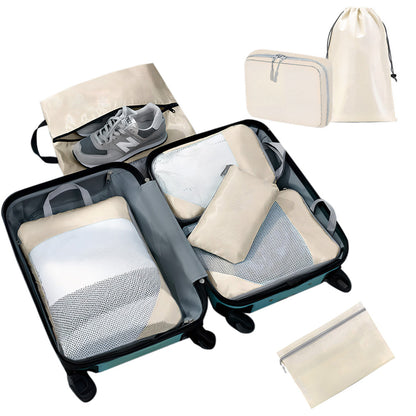 8 Set Compression Packing Cubes For Travel Essentials Expandable Luggage Storage Bags Set