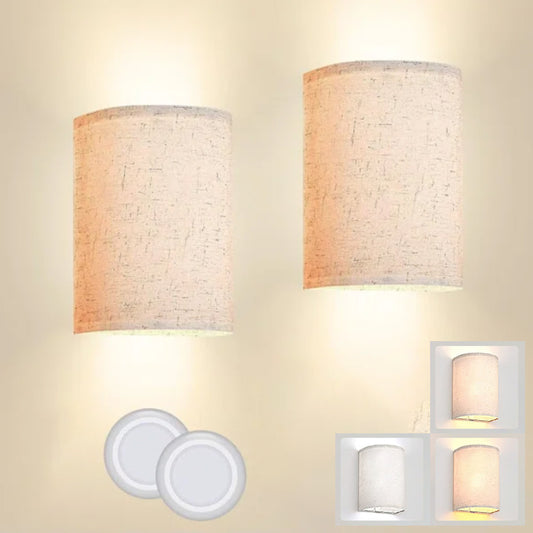 2Pcs Battery Operated 3 Colours Fixture Dimmable Wall Sconces Set