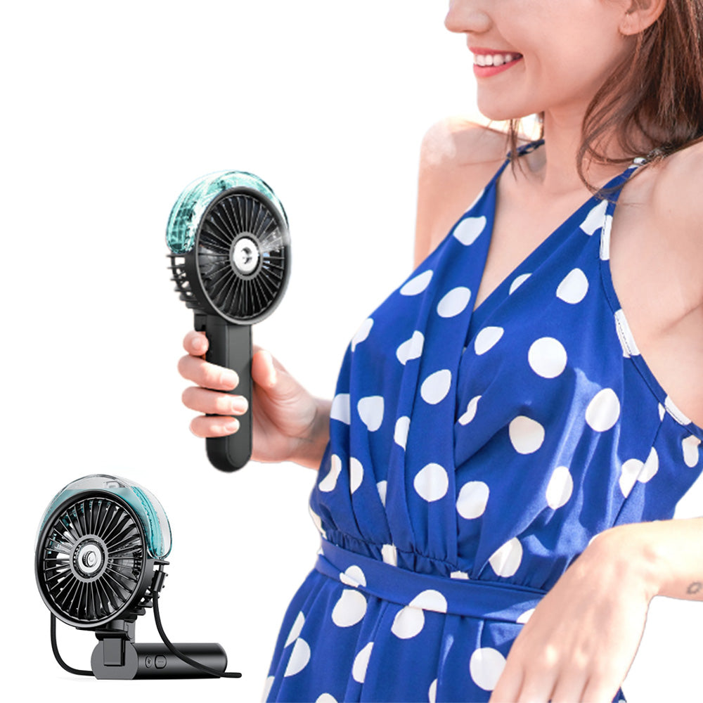 Portable Handheld Misting Fan Rechargeable Personal Folding Fan