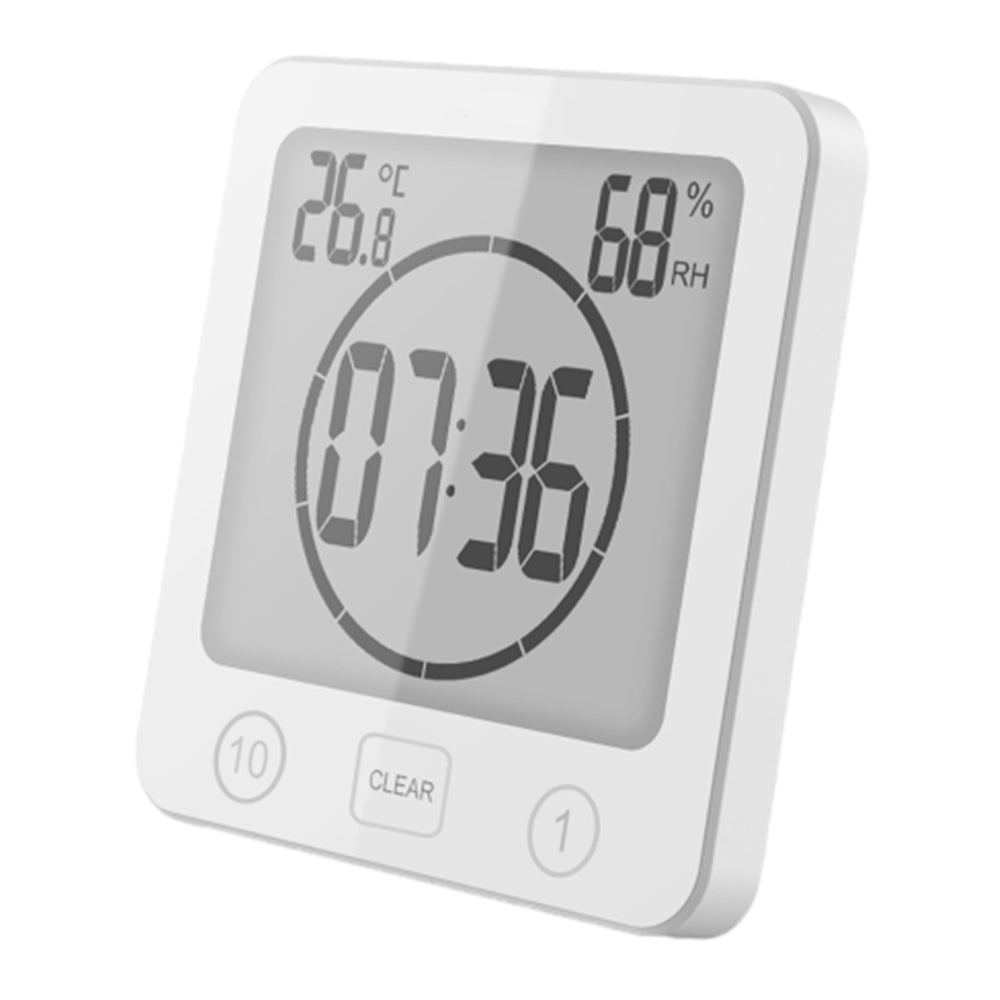 Water-Resistant Digital Bathroom Alarm Clock Temperature Humidity Meter