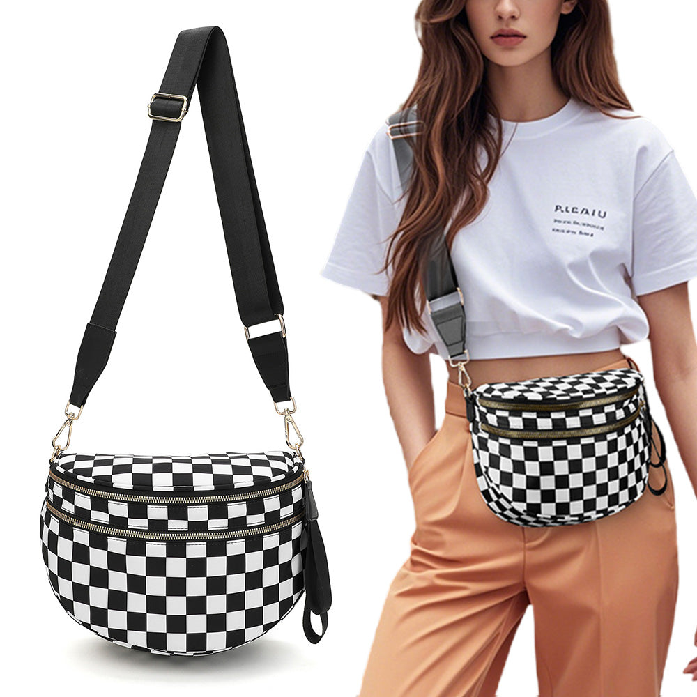 Checkered Crossbody Bag Bum Bag Women Sling Bag