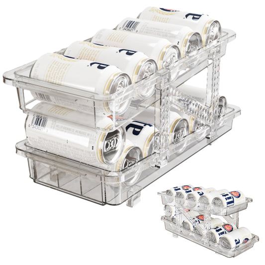 Refrigerator Organizer Bin Adjustable Width Soda Can Storage Rack Container Drink Dispenser