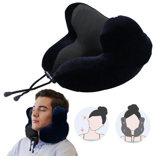 Travel U-Shape Memory Foam Neck Pillow with Noise Reduction Earmuffs Blackout Hat