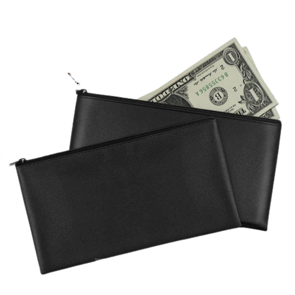 PU Leather Zipper Security Cash Bag