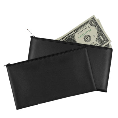 PU Leather Zipper Security Cash Bag