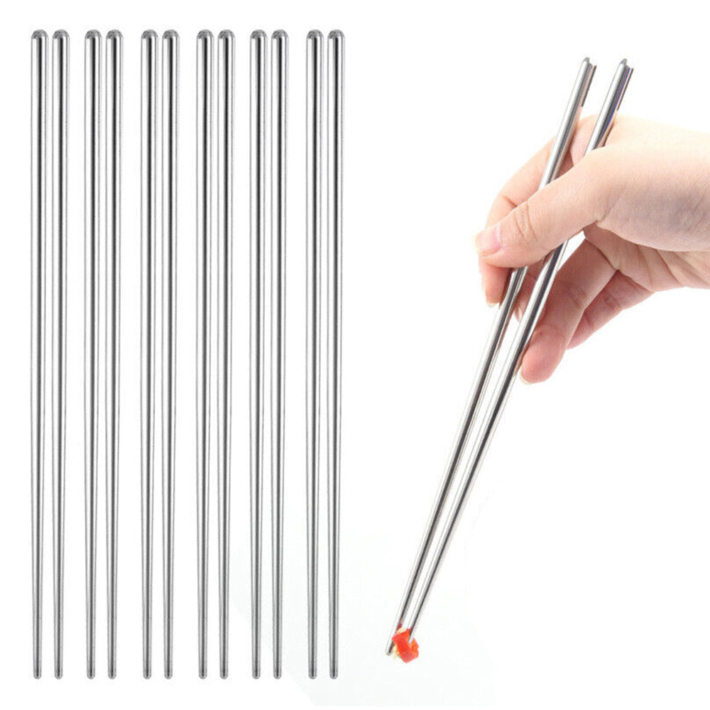 10 Pairs Stainless Steel Chopsticks