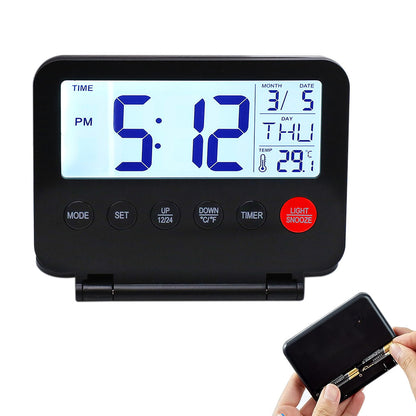 LED Digital Alarm Clock Large Display Desk Clock Foldable