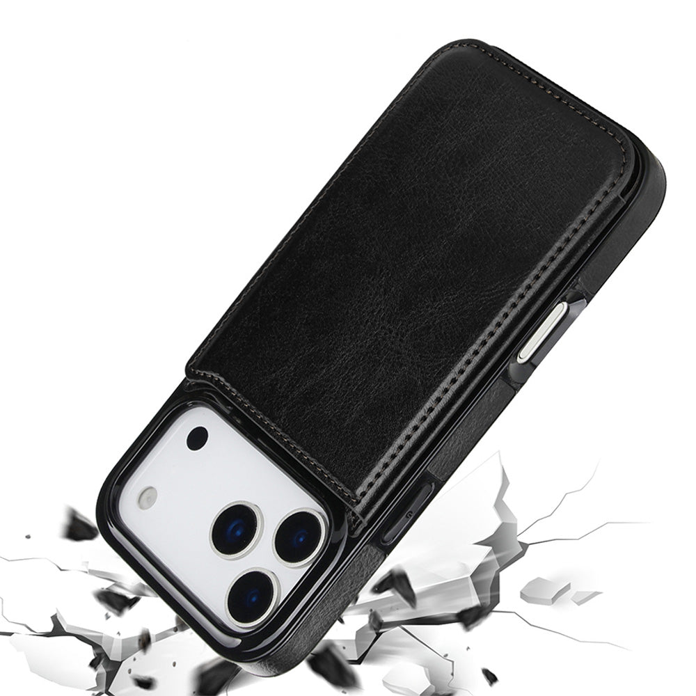 Leather Wallet Case for iPhone 17 Series Double Secure Flip Closure Full Body Drop Defense-Black