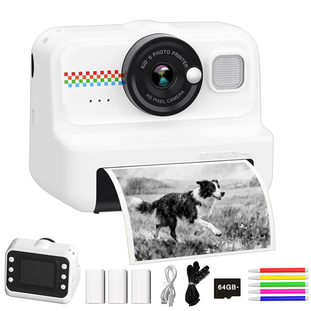 Camera Instant Print 1080P Selfie Digital Camera with 64GB Card