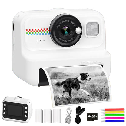 Camera Instant Print 1080P Selfie Digital Camera with 64GB Card