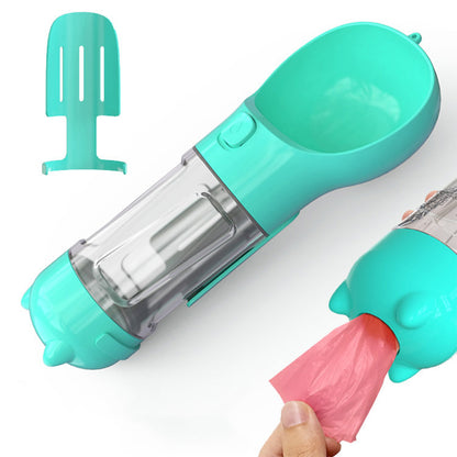 4 in 1 Pet Feeder Dog Cat Puppy Water Bottle Cup with Poop Bag Holder for Yorkie