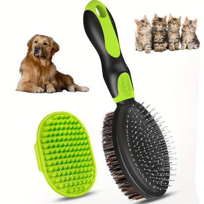 2PCS Pet Grooming Tools Pet Bath Brush Deshedding Dog Brush Suitable For Dogs Cats and Horses