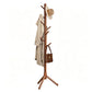 Solid Wood Freestanding Coat Rack with 8 Hooks Tripod Base for Bedroom Entryway