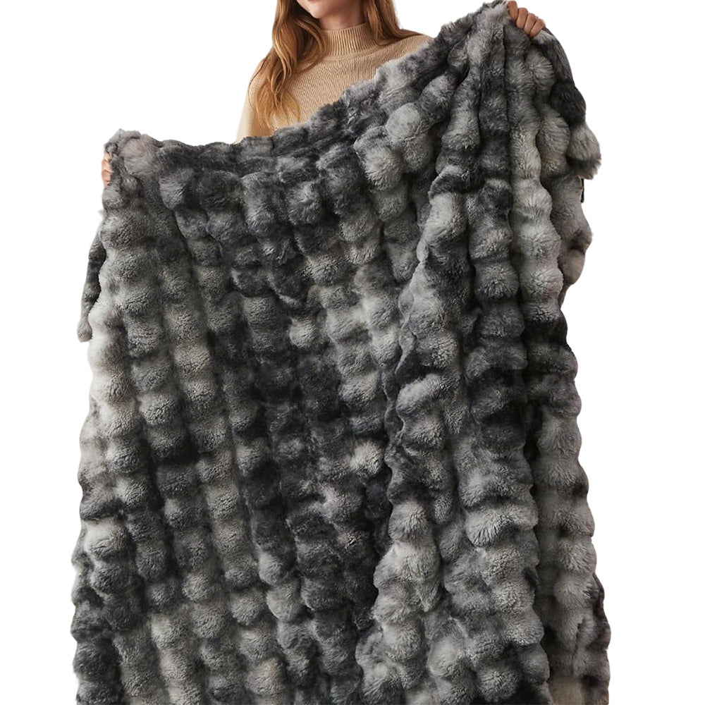 Bubble Tie Dye Throw Blanket Soft Cozy Microfiber Lightweight Warm for Couch-Dark Grey
