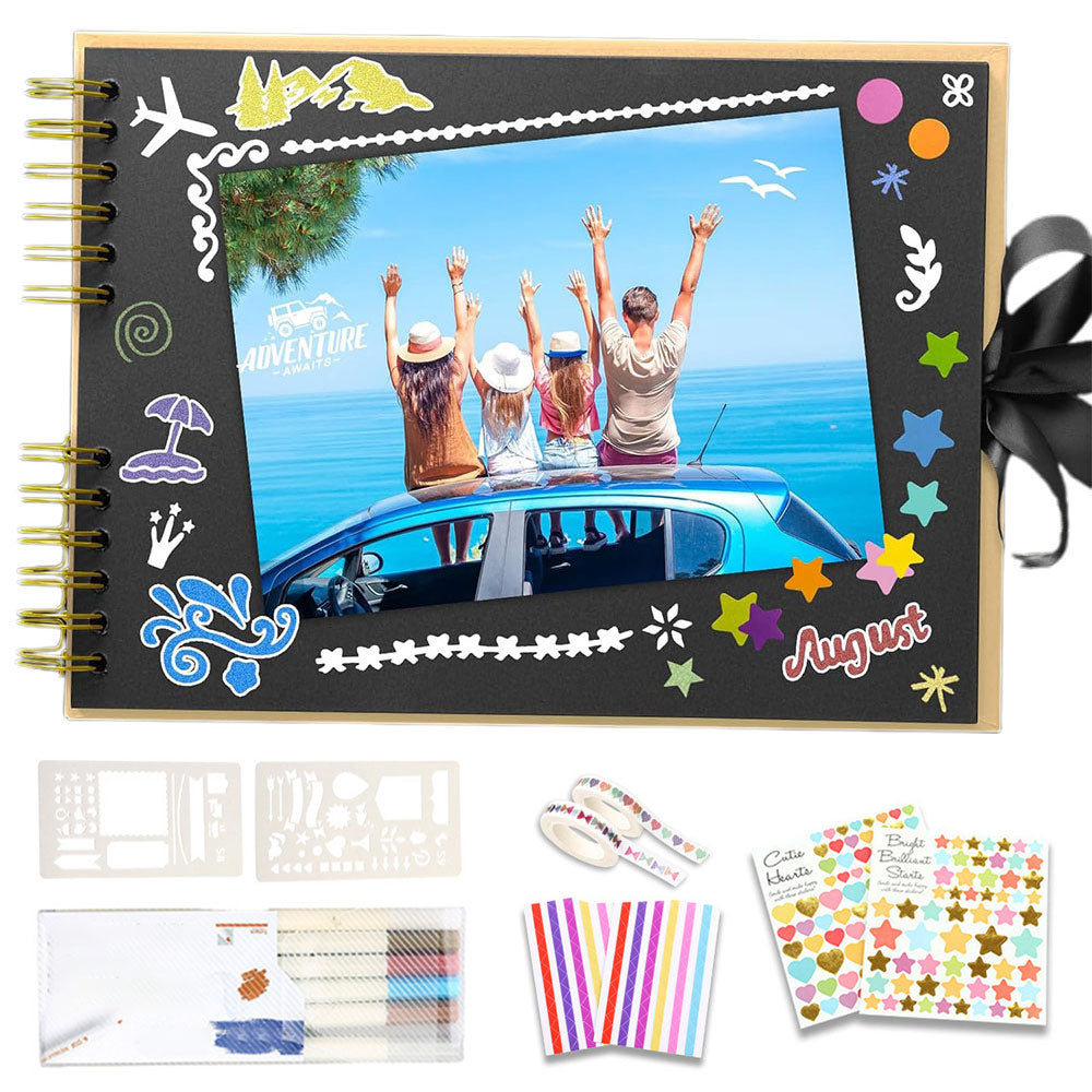 29x21.5CM DIY Photo Album 80 Pages Black Scrapbook Set