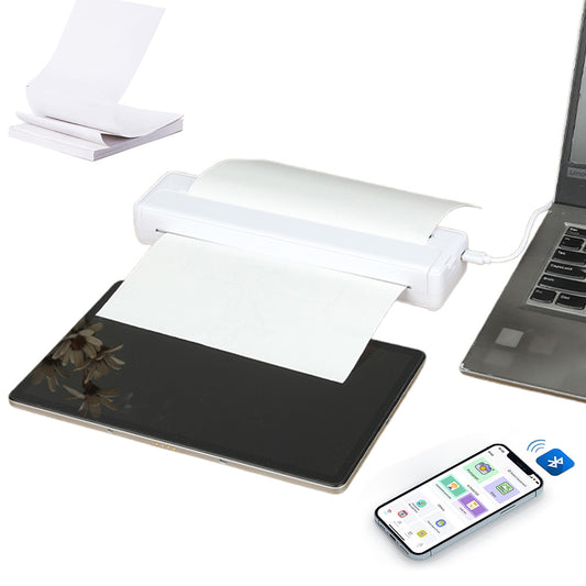 Wireless Bluetooth Portable A4 Thermal Mobile Printer with 100Pcs Thermal Paper