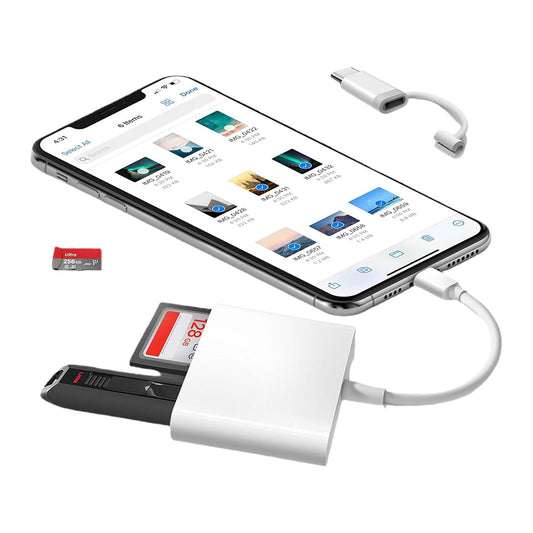 Type-C USB 2.0 Card Reader - Dual Slot SD/TF Memory Card Adapter for Android/iPhone 15 with OTG Support