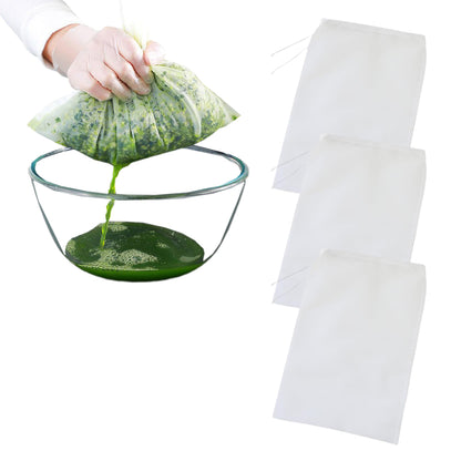 3Pcs Micron Reusable Nylon Fine Mesh Food Filter Bag for Nut Milk Coffee