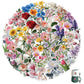 50 Pcs Floral Transparent PET Stickers DIY Decals for Phone Case Cup Laptop