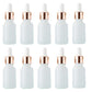 10 Pack Glass Dropper Bottles Rose Gold Caps for Essential Oils 15ml 30ml 50ml