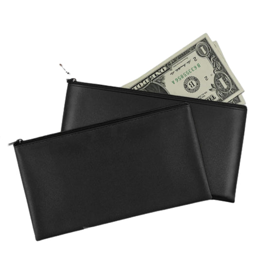 2Pcs PU Leather Zipper Security Cash Bag