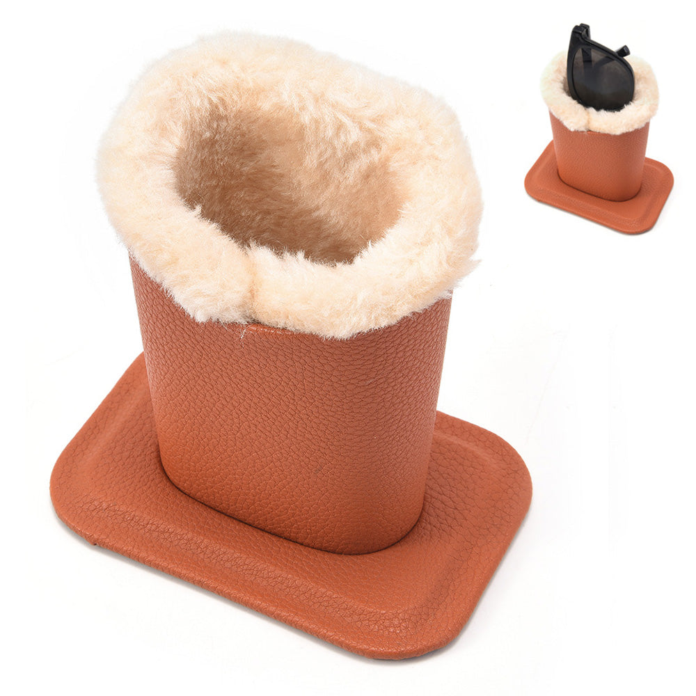Soft Plush Lined Eyeglasses Desk Holder PU Leather Glasses Display Stand With Base