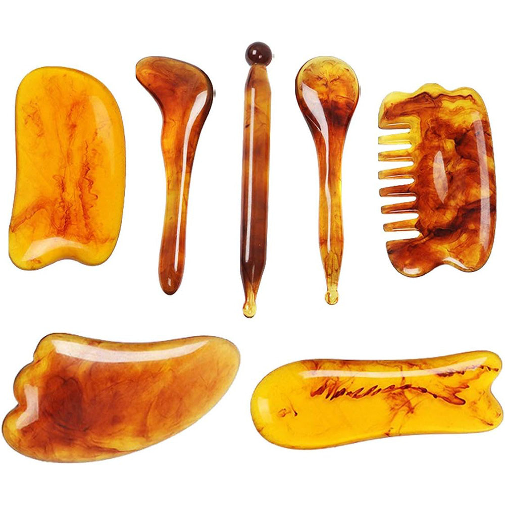 7 Piece Guasha Body Scraping Facial Face Thin Gua Sha Board Massager Tool Set