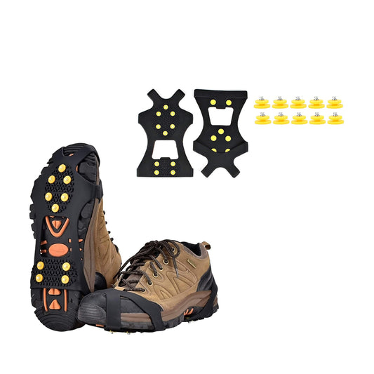 10-Stud  Anti-Slip Crampons Snow Shoe Spikes Grips for Shoes Boots
