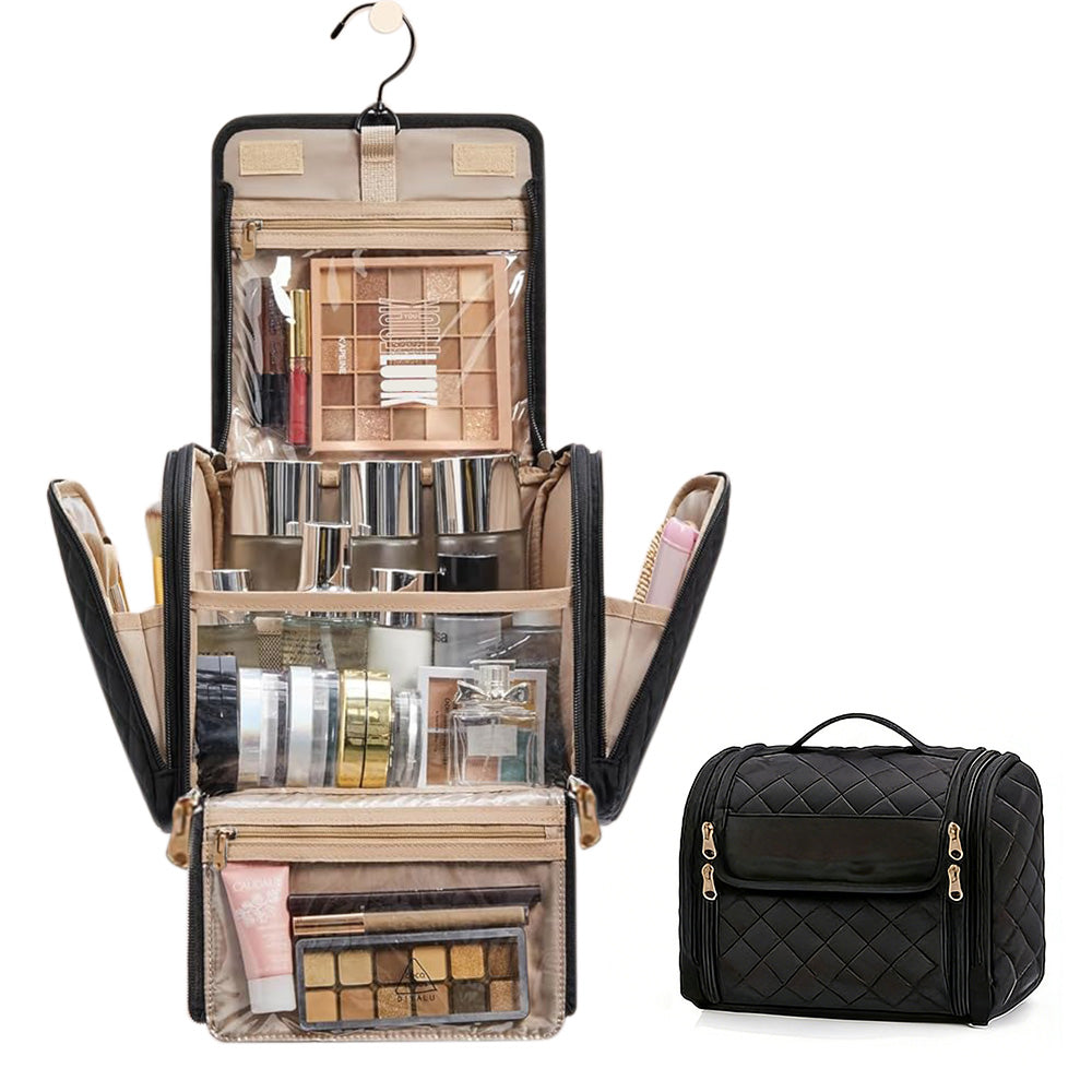 Travel Makeup Bag with Hanging Hook Large Capacity
