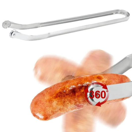 38cm Stainless Steel BBQ Sausage Turning Tongs for Cooking