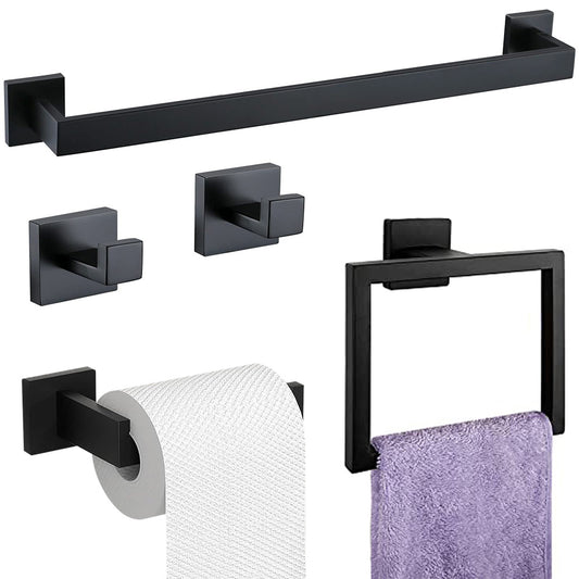 5Pcs Bathroom Towel Bar Set Stainless Steel 40cm Wall Mounted Towel Racks