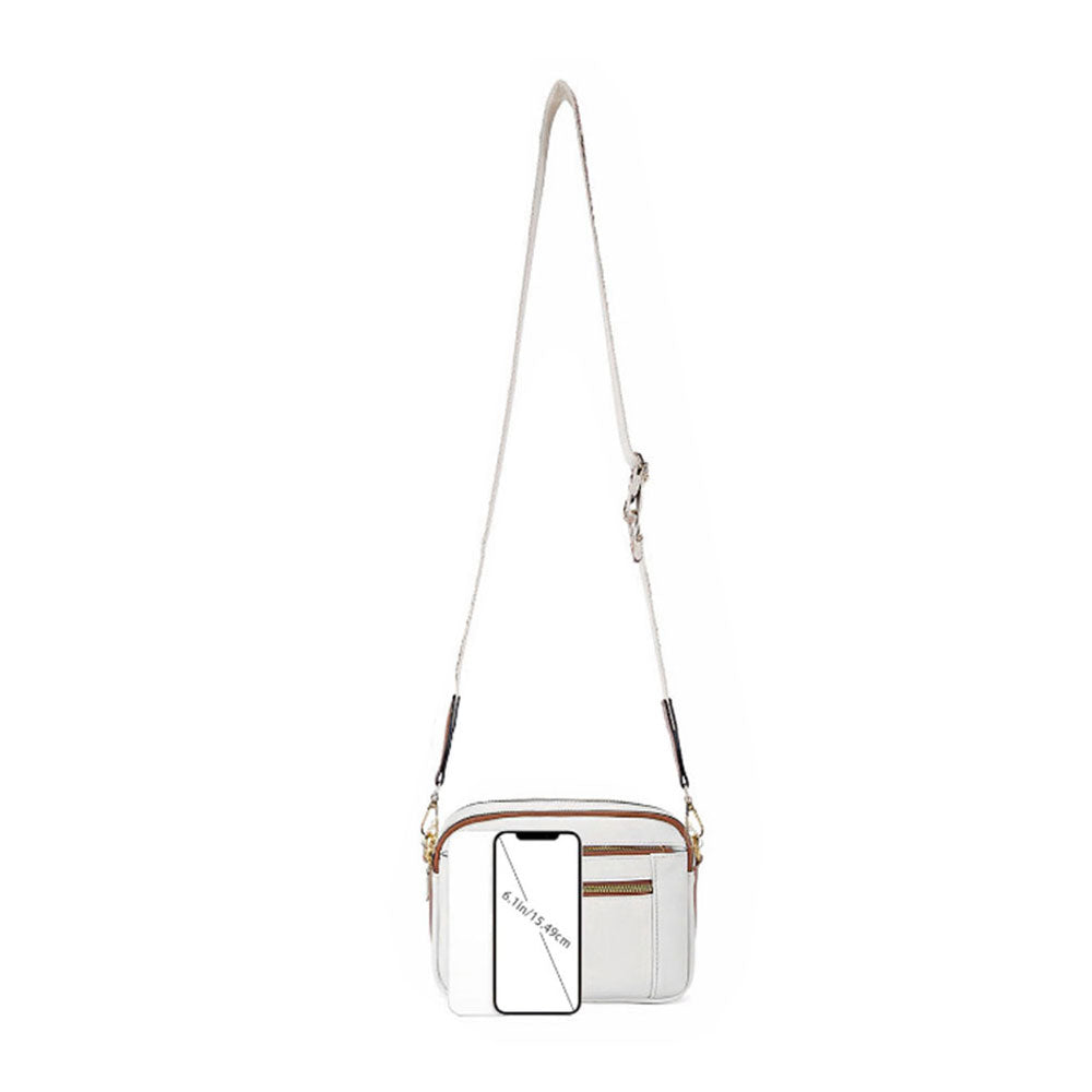 Small PU Crossbody Bag for Women Color-Block Shoulder Bag
