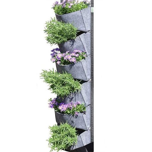 6-Pocket Vertical Wall Hanging Planting Bag for Home Garden