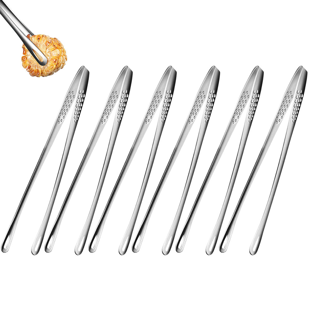 6 Stainless Steel Long Handle Food Tongs Grill Tweezers