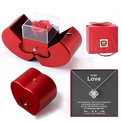 Eternal Preserved Rose Gift Box With Elegant Necklace for Mom Girlfriend Wife