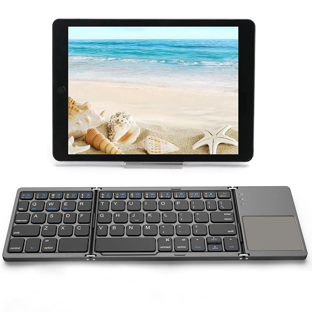 Foldable Bluetooth Keyboard with Touchpad Full-Size Travel Keyboards for Windows iOS Android