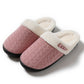 Indoor Non Slip Fuzzy Slippers for Women Warm Knitted House Shoes-Pink