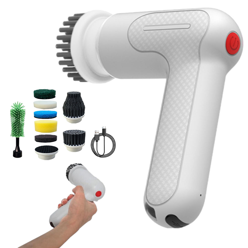 9-In-1 Handheld Chargeable Spin Scrubber Cleaning Brush Kit