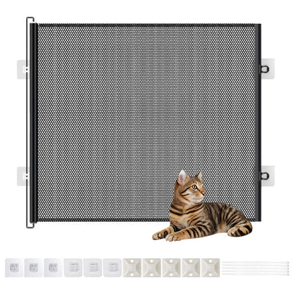 Retractable Mesh Pet Barrier Dog Gates Safety Fence For Stair Doorways Hallways