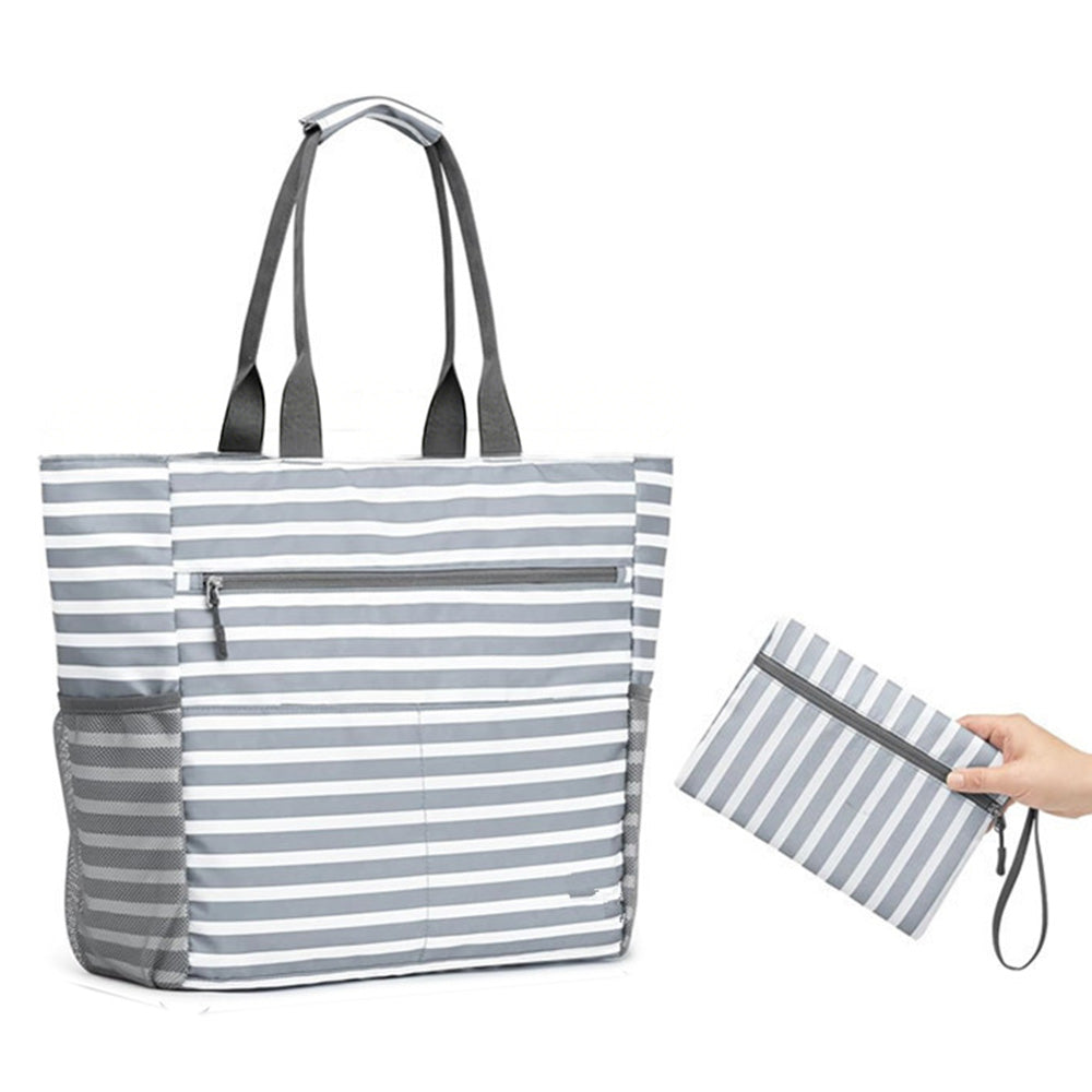 Beach Bag Large Foldable Sandproof Totes Bag With Zipper Beach Shoulder Bag
