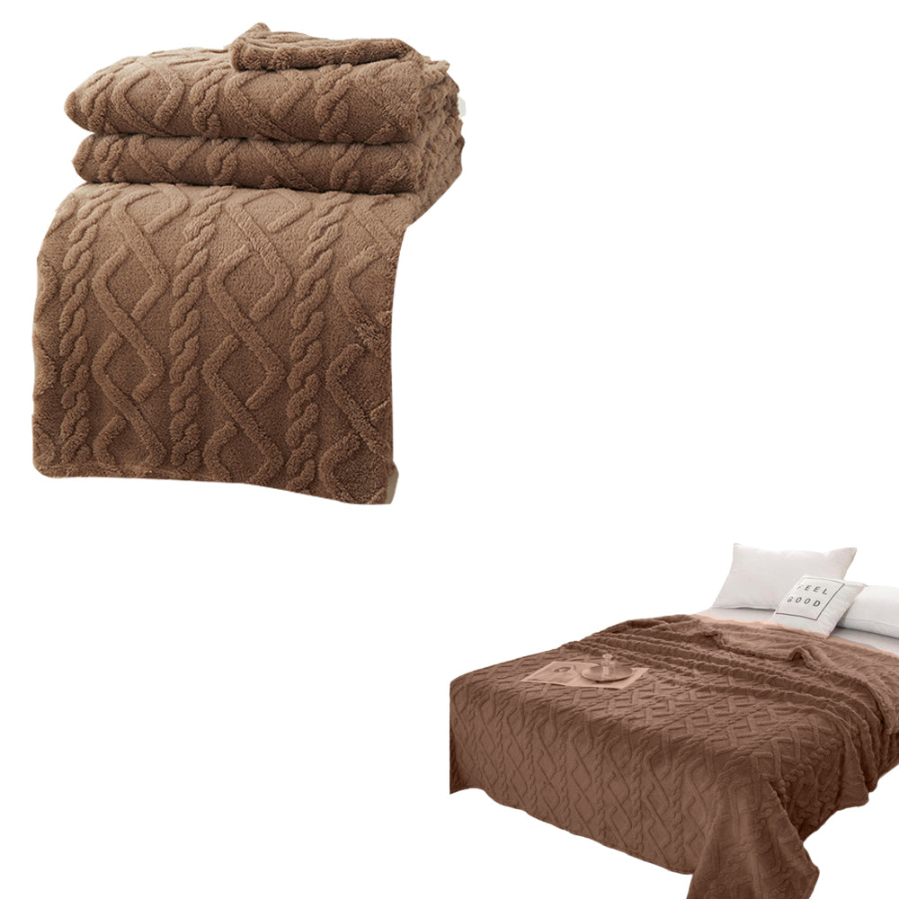 Soft Warm Reversible Faux Long Plush Blanket