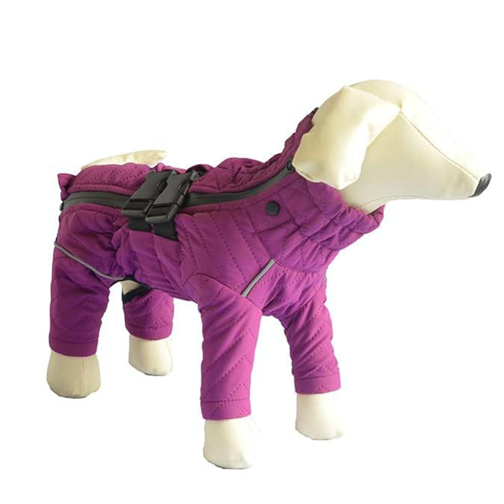 Dog Coat 4 Legs Covered Windproof Waterproof Dog Winter Jacket-Purple