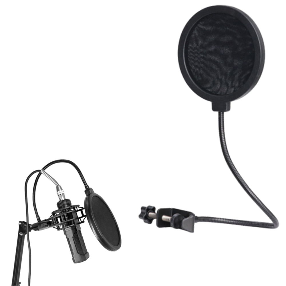 Double Layer Microphone Pop Filter Shield Round Shape Mic Mask for Studio Recording