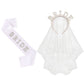Bride Accessory Set with Veil Sash and Headband for Bachelorette Party Bridal Shower