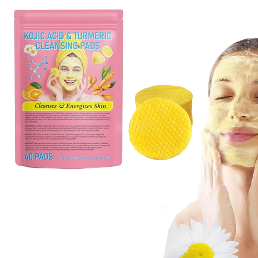 40Pcs Kojic Acid And Turmeric Cleansing Dry Pads for Dark Spots Balance Skin Care