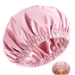 Reusable Water-Resistant Double-Layer Polyester and Satin Shower Cap for Women