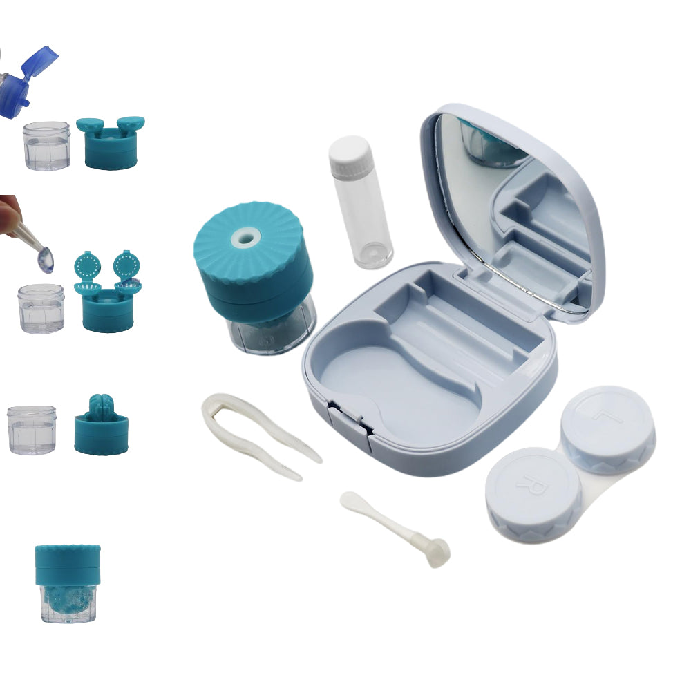 Manual Contact Lens Cleaner Washer and Contact Lens Storage Case with Mirror
