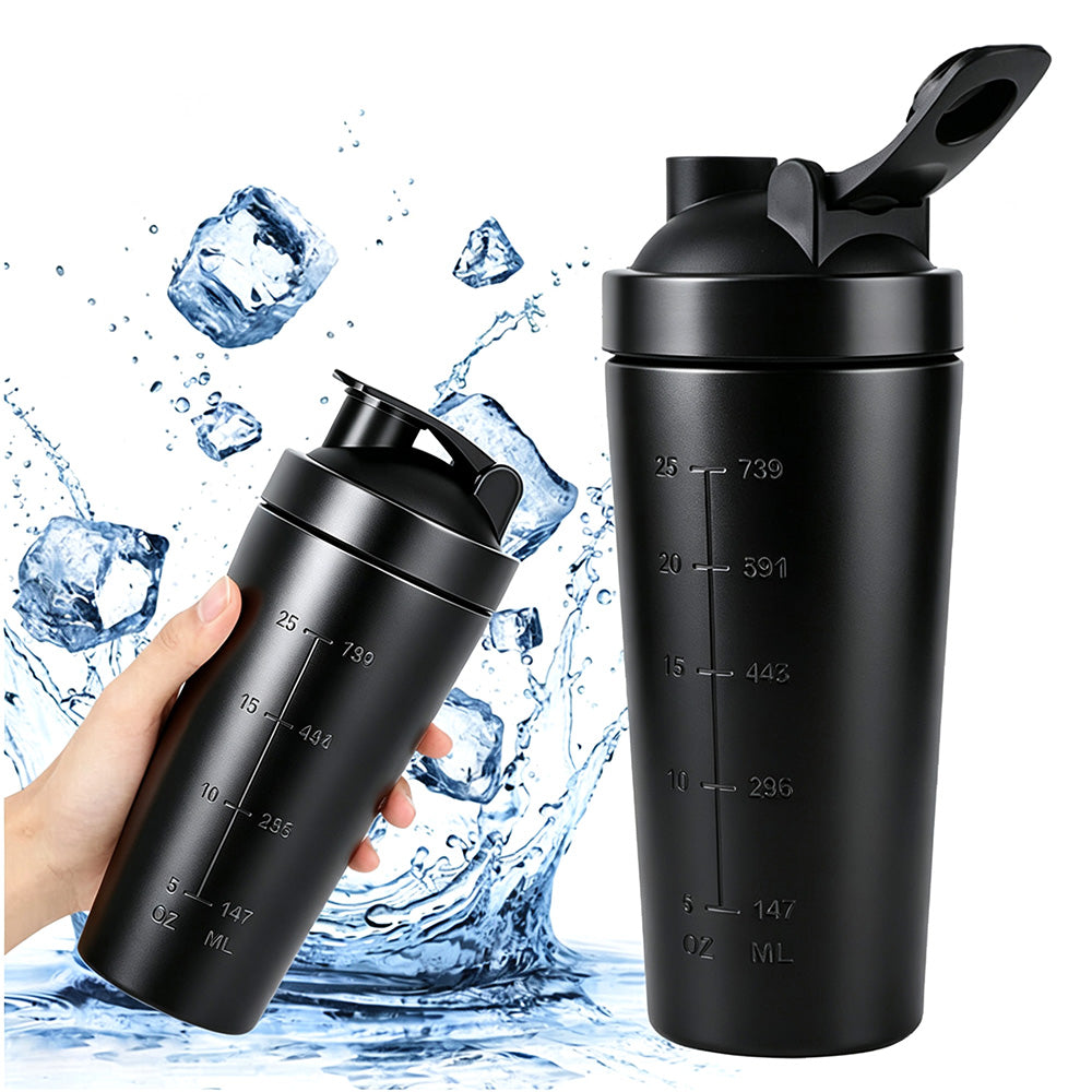 750ml 304 Stainless Steel Protein Shaker Bottle with Mixing Ball