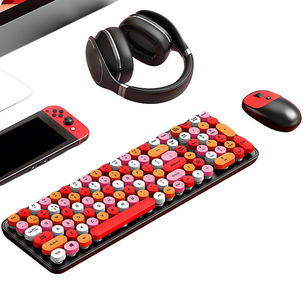 2.4GHz Wireless Keyboard And Mouse Combo With Round Key Caps