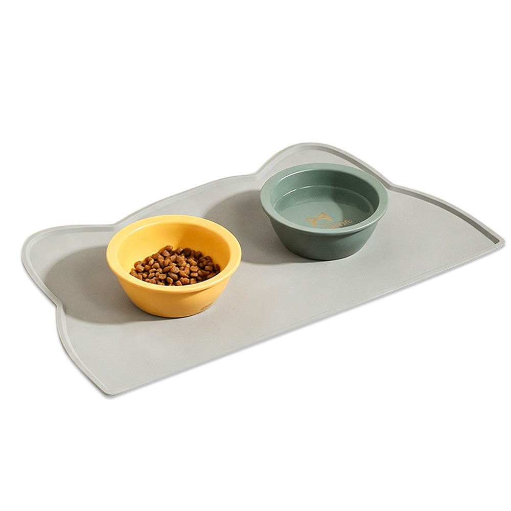 Thick Silicone Non Slip Pet Feeding Mat with Raised Spill Edge